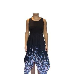 Black Floral Women’s ELLE Flowy Dress Medium To Long Length Size Small